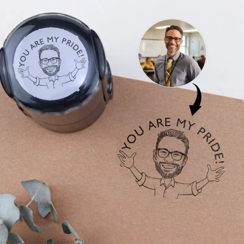 Personalisierter Selbstfärbender Tintenstempel mit individuellem Logo für Visitenkarten und Hochzeitseinladungen, erhältlich in Blau oder Schwarz - Bild 2