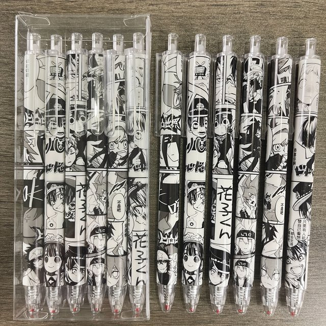 24 Anime Motiv Tintenstifte mit zufälligen Designs, 24 Stück, schwarze Tinte auf Wasserbasis, Büro- und Schulbedarf - Bild 1