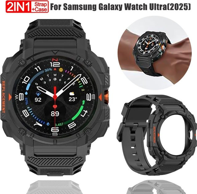 OAKCHARM Uhrenarmband, Silikon, Schwarz, Samsung Galaxy Watch 7 Ultra 47 mm - Bild 1