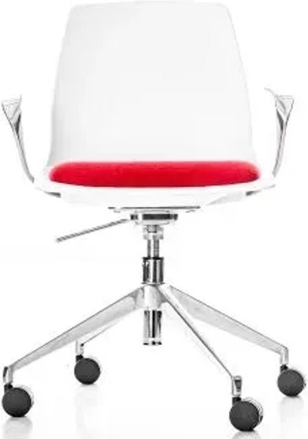 Jet-Line Ergonomischer Bürostuhl Charlotte Weiß-Rot mit Armlehnen und Höhenverstellung - Bild 1