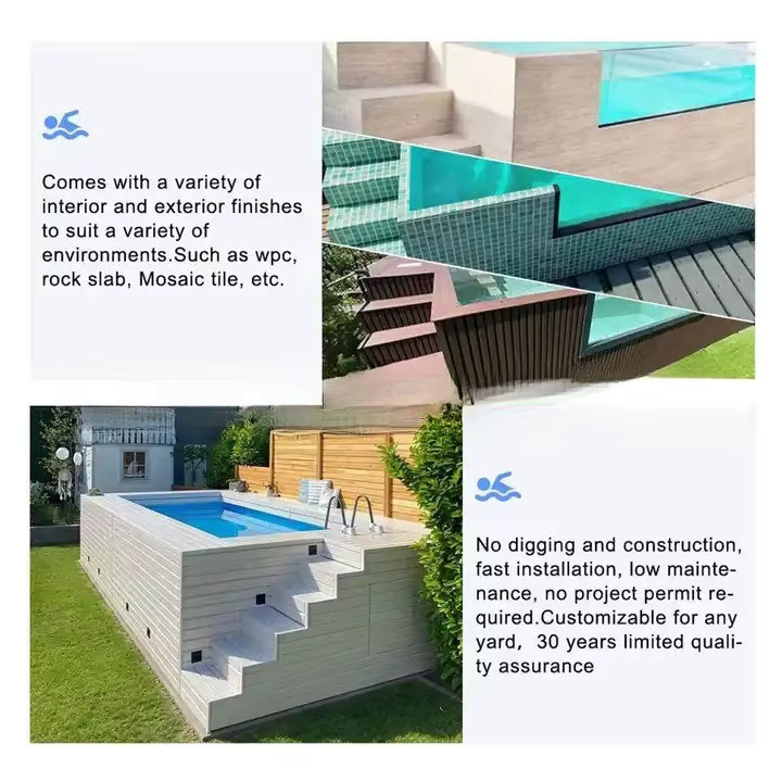 B&B Integrierter Spa-Massagepool aus Fiberglas und Acryl in Blau, rechteckiges Schwimmbecken - Bild 6