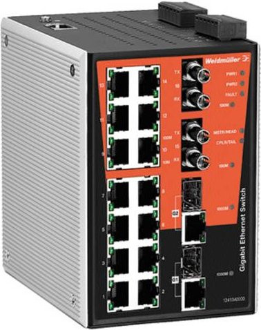 Weidmüller Industrial Ethernet Switch IE-SW-PL18M-2GC14TX2ST in Grau mit 1 Gbit/s Ethernet/LAN - Bild 1