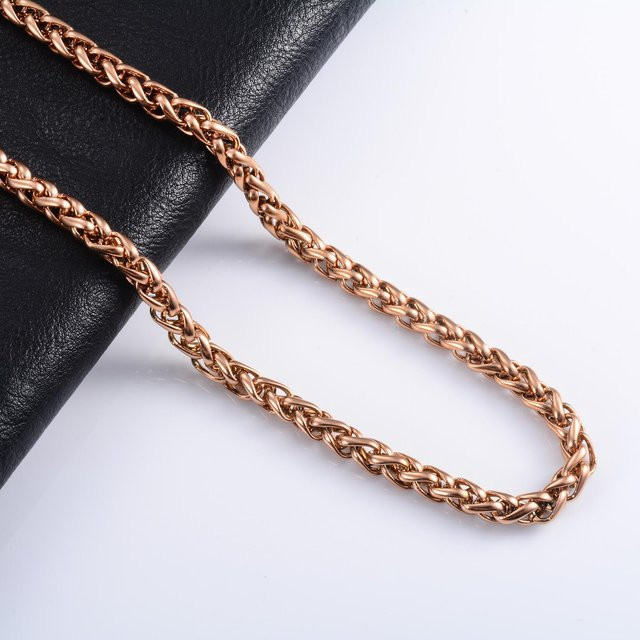 Halskette Edelstahl, Roségoldbeschichtet, Weizenkette, 36cm, Unisex - Bild 1