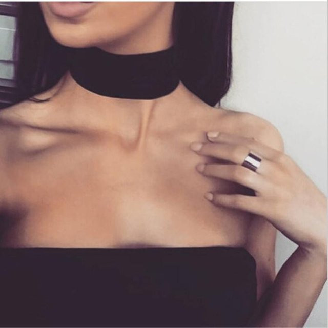 YULIN Choker Halskette, Spitze, Schwarz, Messing, Damen - Bild 1