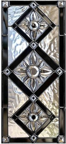 EmberFlame Geometrische Fensterfolie mit Rautenmuster in Buntglasoptik, statisch haftender Sichtschutz für Fenster und Glastüren, Transparent/Multicolour - Bild 1