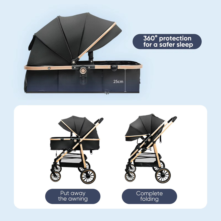 OWJHE Reisekinderwagen für Babys, leichter Klappkinderwagen in Schwarz - Bild 7