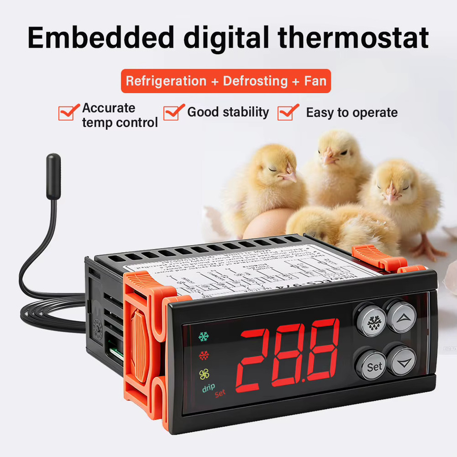 yieryi ECS-974 Digitaler Temperaturregler 220V Thermostat zur Kühlhaus- und Gefrierschranksteuerung in Schwarz - Bild 2