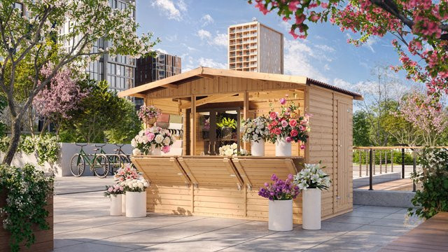 Verkaufsstand Kiosk mit 28mm Material, Maße B: 300 cm, H: 300 cm - Bild 1
