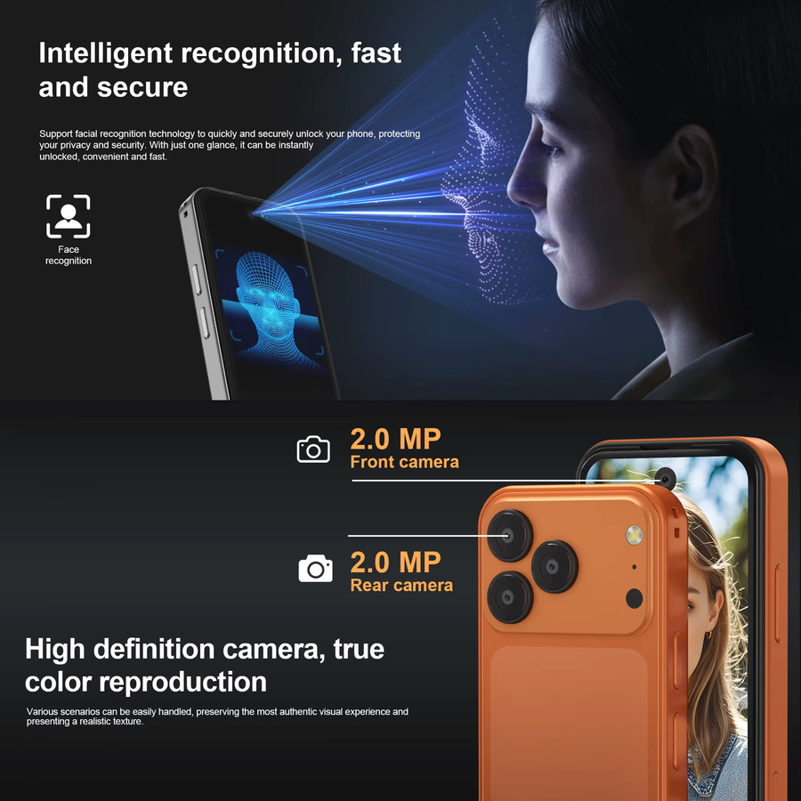 SERVO 17PRO MAX 3G Mini-Smartphone mit Android-System, 16 GB ROM, 3,75-Zoll-Bildschirm, Face ID und WiFi in Weiß - Bild 2