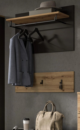 Inn.Furn Garderobenpaneel Cooper mit Kleiderstange in Eiche und Grau, Breite: 80 cm
