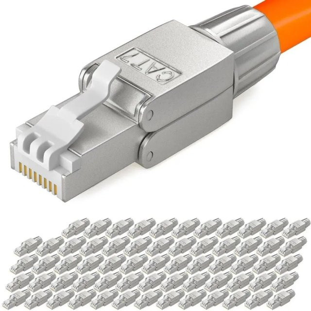 hb-digital Netzwerkstecker CAT7 RJ45 LSA STP Schmal, Silber - Bild 1