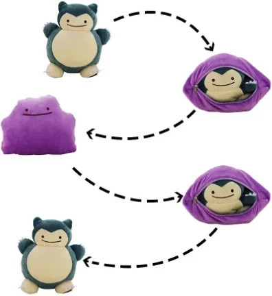 Pokémon Reversible Kissen, Ditto Transform Snorlax, Plüsch Spielzeug - Bild 1