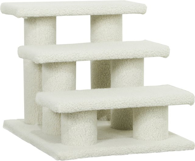PawHut Katzentreppe mit 3 Stufen aus Plüsch in Beige von Aosom, B/T/H: 45 x 35 x 34 cm - Bild 1