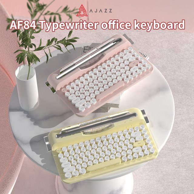 Ajazz AF84 Kabellose Membran-Tastatur im Retro-Schreibmaschinen-Design mit Bluetooth und 2,4 G Dual-Mode sowie Tablet-Ständer - Bild 1