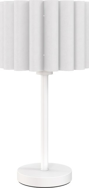 HOMCOM Tischlampe mit Wellen-Lampenschirm in Weiß für Wohnzimmer und Spielzimmer mit E27-Fassung und Knopfschalter - Bild 1