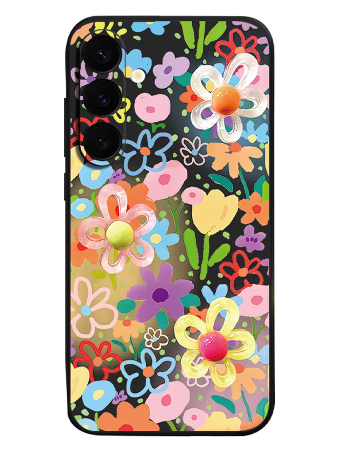 Magnetische Handyhülle mit Blumenmuster für Samsung Galaxy S25 S24 Ultra S23 S22 Plus S24 FE A56 A55 A16 A15 A36 in Beige, Weiß und Multicolour aus weichem TPU - Bild 4