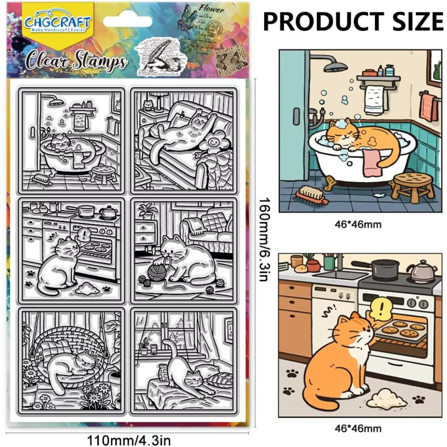 Cat Life Comics Transparente Stempel Katze beim Baden für DIY-Scrapbooking - Bild 2