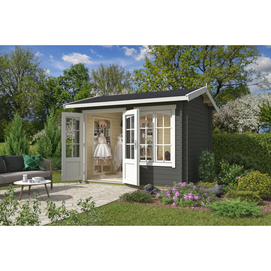 Lasita Gartenhaus Alex mit Satteldach in Grüngrau, B/H/T: 340 x 245,1 x 308,3 cm - Bild 3
