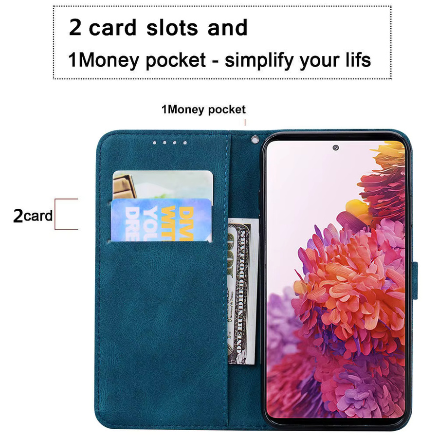 Xiaomi Schmetterling Leder Flip Wallet Case für Redmi 9A 10 11 12S Pro und POCO F3 M3 X3 NFC in Blau - Bild 4