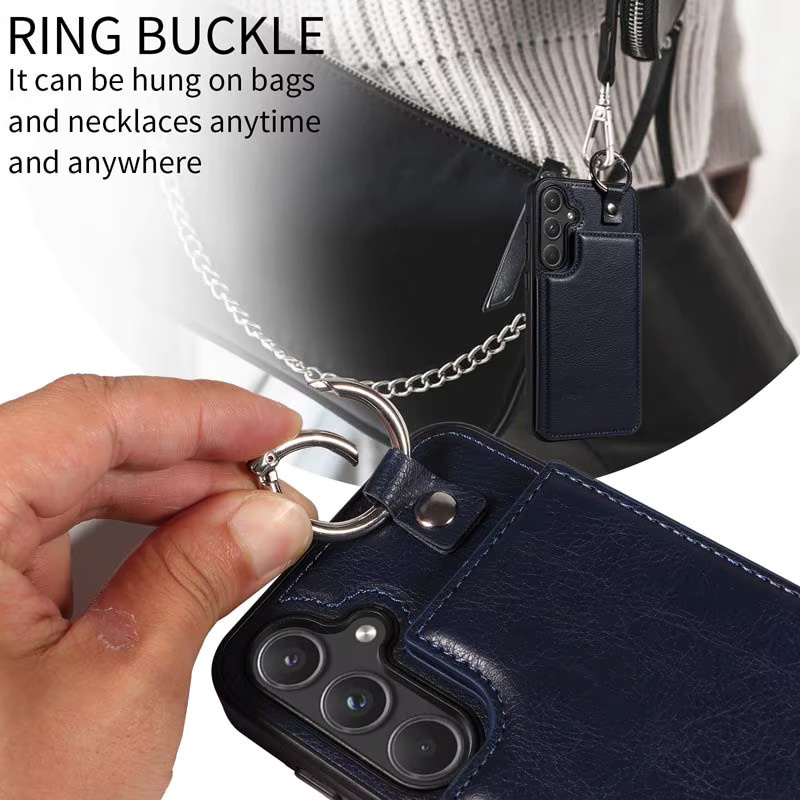 Magnetische Leder-Brieftasche als Schutzhülle für Samsung Galaxy A15 A25 A35 A55 A14 A24 A34 A54 A13 A23 A33 A53 A73 5G mit Kartenfächern in Schwarz - Bild 2