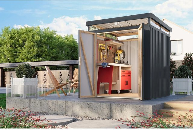 Karibu Metallgerätehaus Argos 2 in Anthrazit - Bild 1
