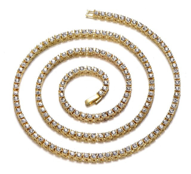 Halskette Gold, 60,96 cm, Zirkonia, Kristall, Unisex - Bild 1