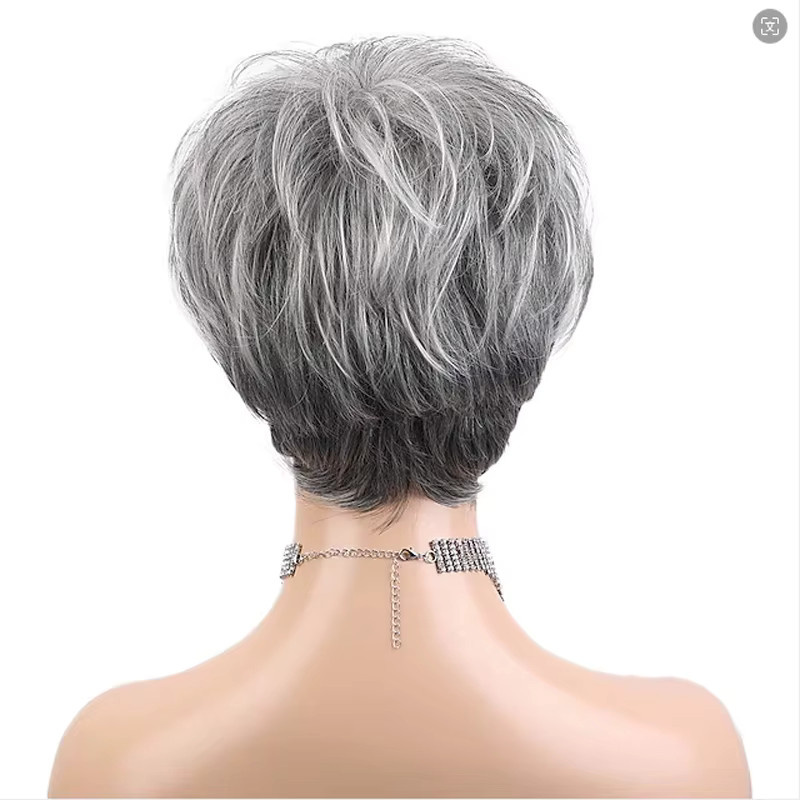 HAIRJOY Kunsthaar-Perücke, Pixie-Schnitt, kurz, lockig, grau, Damen - Bild 2