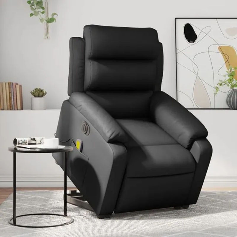 Vidaxl Massagesessel mit elektrischer Aufstehhilfe in Schwarz aus Kunstleder und Metall - Bild 1