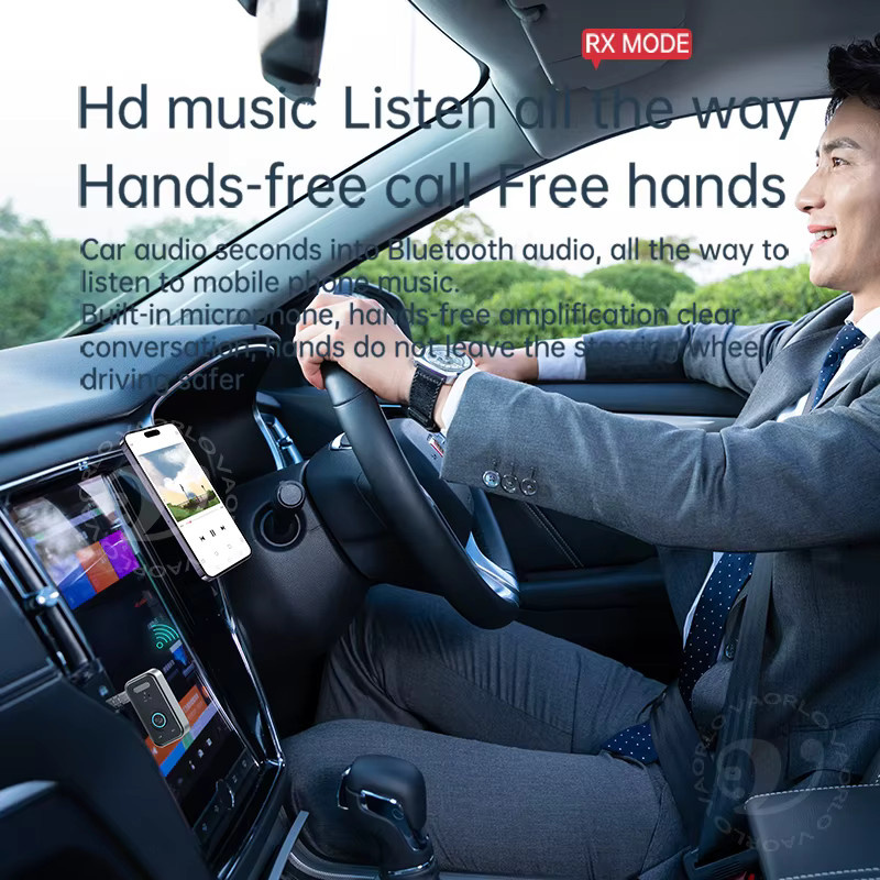 VAORLO Bluetooth 5.4 Auto AUX Audio-Adapter mit Mikrofon für HiFi-Stereo-Musik und Freisprechanlagen, 3,5 mm Klinkenanschluss - Bild 3