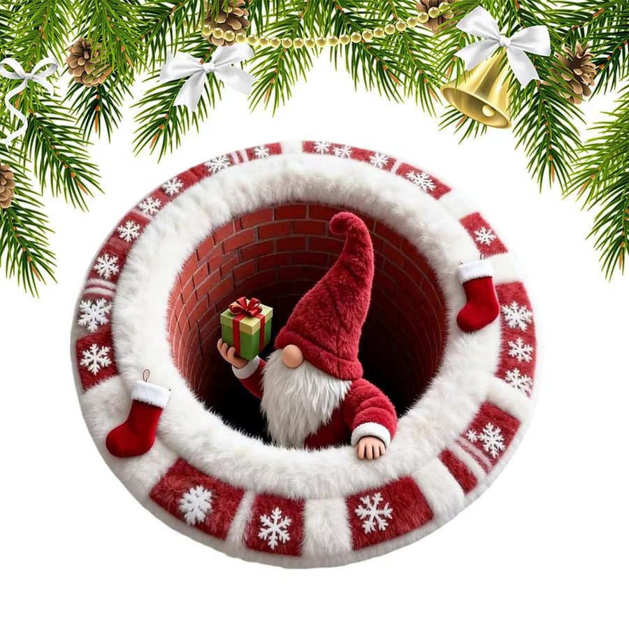 Runder 3D-Illusion-Weihnachtsteppich in Multicolour, rutschfest, Durchmesser: 60 cm - Bild 7