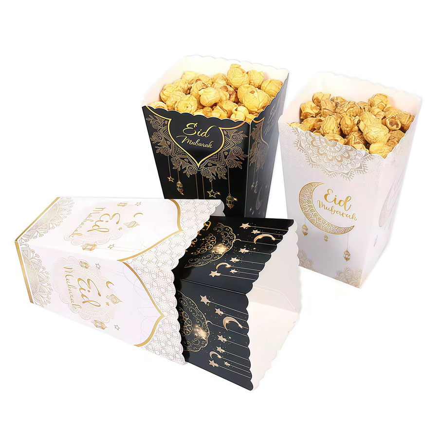8 Stück Eid Mubarak Papier Popcorn Boxen in Grün für Ramadan und Eid Al-Fitr Party Dekoration und Geschenke - Bild 3