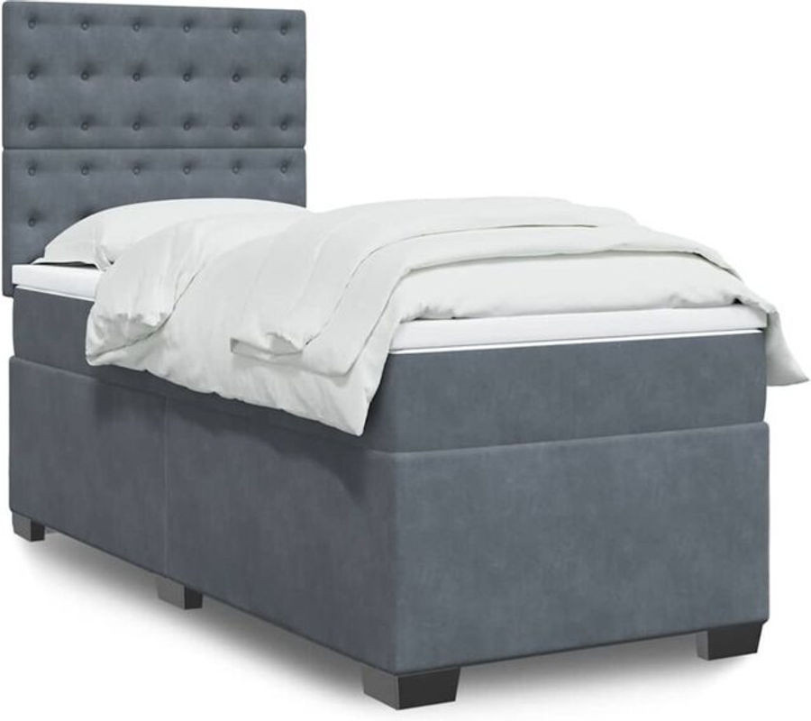 Vidaxl Boxspringbett mit Matratze aus Samt in Anthrazit B/T/H: 80 x 200 x 150,5 cm - Bild 1