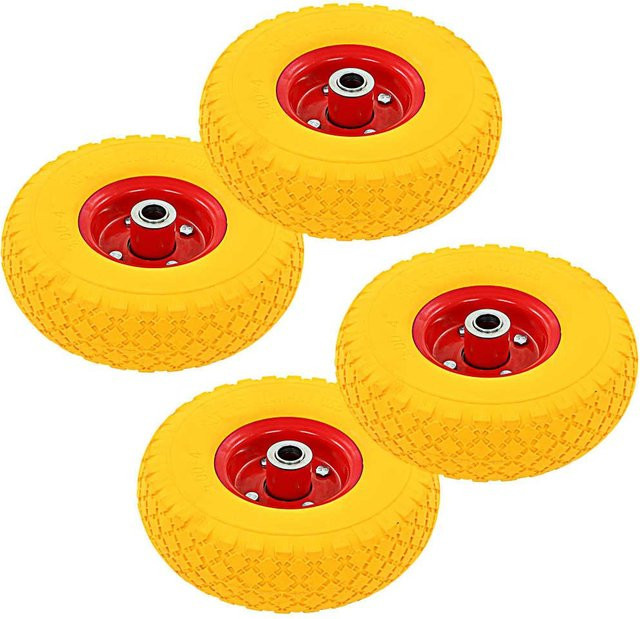 Vidaxl Ersatzräder für Transportwagen aus Voll-PU, 4 Stück, Gelb, 3.00-4 (245x82 mm) - Bild 1
