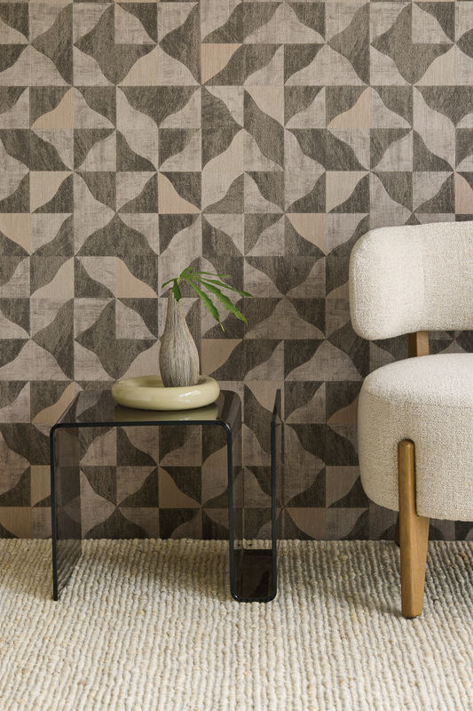 Eijffinger Wallpaper Sensory 2 Tapete mit Quadraten und Wellenelementen in Braun aus Vlies und Vinyl - Bild 2