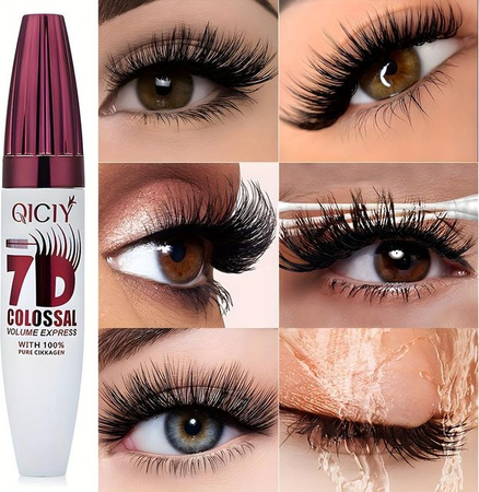 QICIY 7D Mascara, Schwarz, Volumen und Verlängerung