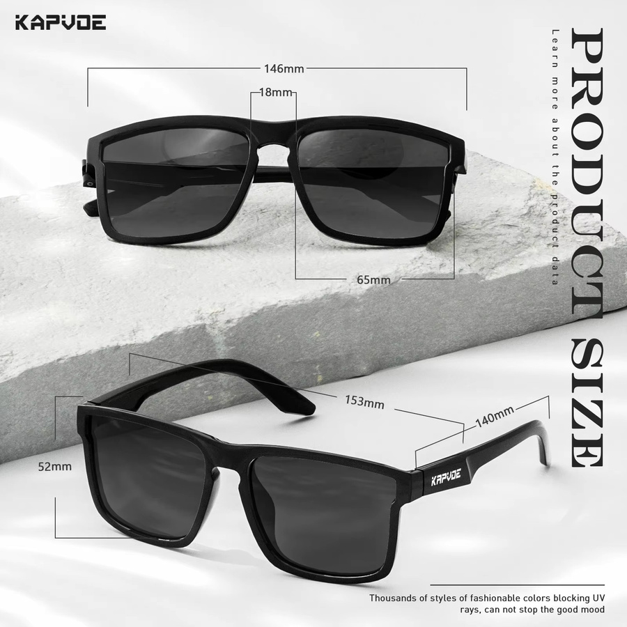 Kapvoe Sportsonnenbrille, Vollrand, Kunststoff, Schwarz, Unisex, polarisiert - Bild 5