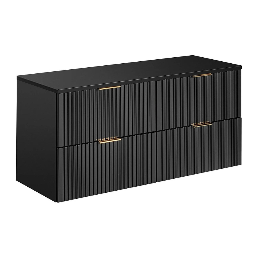 Waschbeckenunterschrank Zevara Vente-unique in Schwarz Matt im Art-déco-Stil mit geriffeltem Design, B/T/H: 120 x 46 x 57 cm - Bild 2