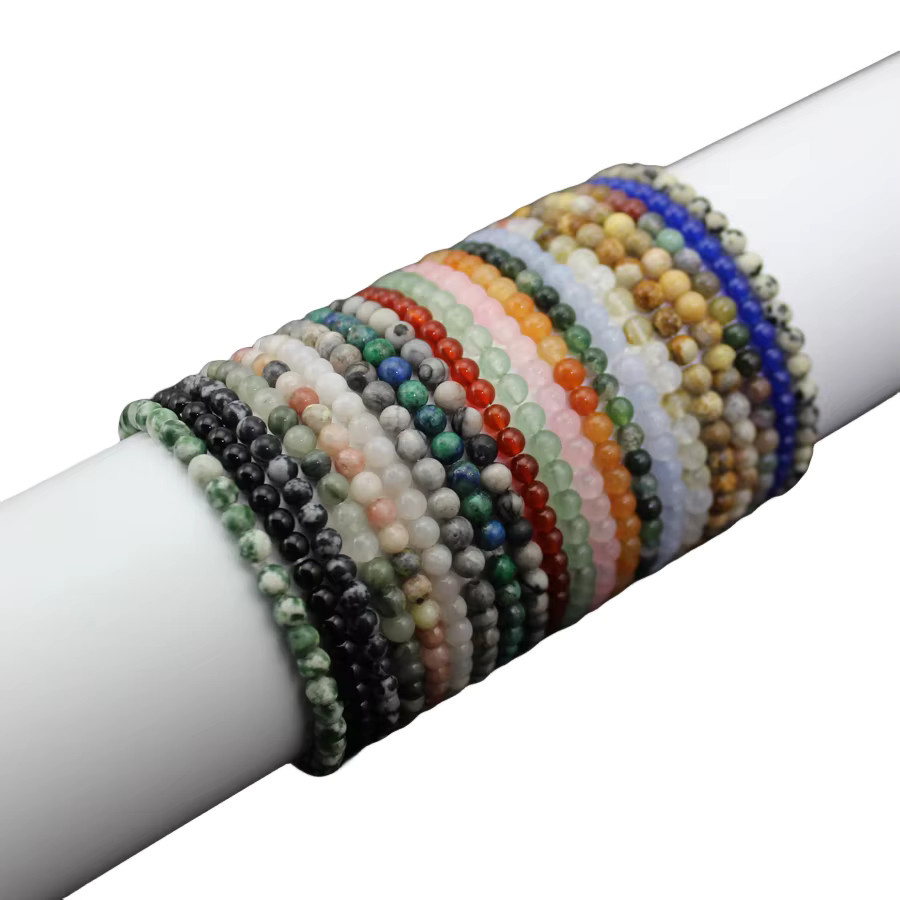 Armband, Quarz Achat Perle Naturstein, Schwarz, Unisex - Bild 5
