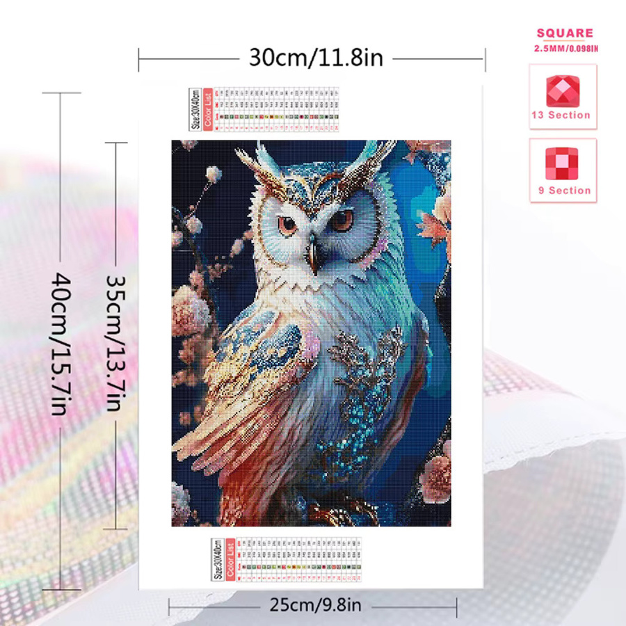 Huacan DIY Diamond Painting Eule Mosaik Set, Mehrfarbig, B/H: 30,0 x 20,0 cm - Bild 2