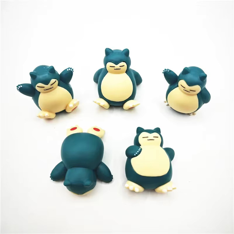 5er Set Bandai Snorlax Mini Figuren als Kawaii Ornamente für Kuchen und Mikrolandschaften, Höhe: 1,8 bis 3 cm - Bild 3