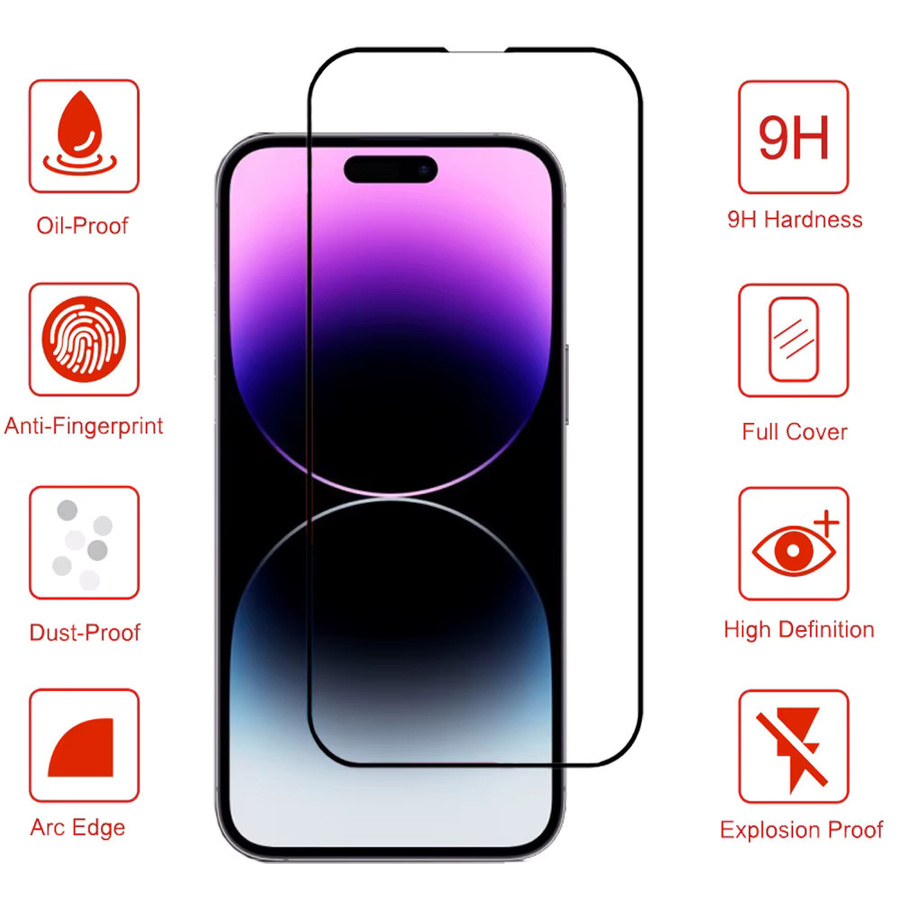 Displayschutzfolie aus gehärtetem Glas für Apple iPhone 11 bis iPhone 17 Pro Max, transparent - Bild 2