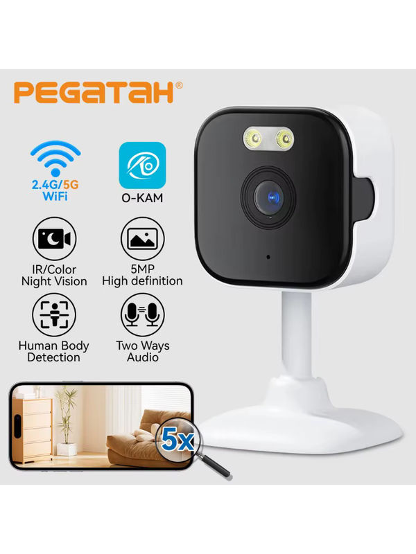 O-KAM Mini 5MP WLAN IP-Kamera für Innenräume mit KI-Menschenerkennung und Farbnachtsicht in Weiß - Bild 6
