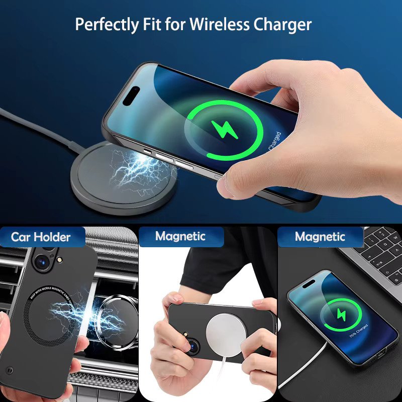 Fudusaidman Magnetische iPhone Hülle Ultra Dünn und Rahmenlos für iPhone 13 12 11 Pro XR X XS Max in Blau - Bild 2