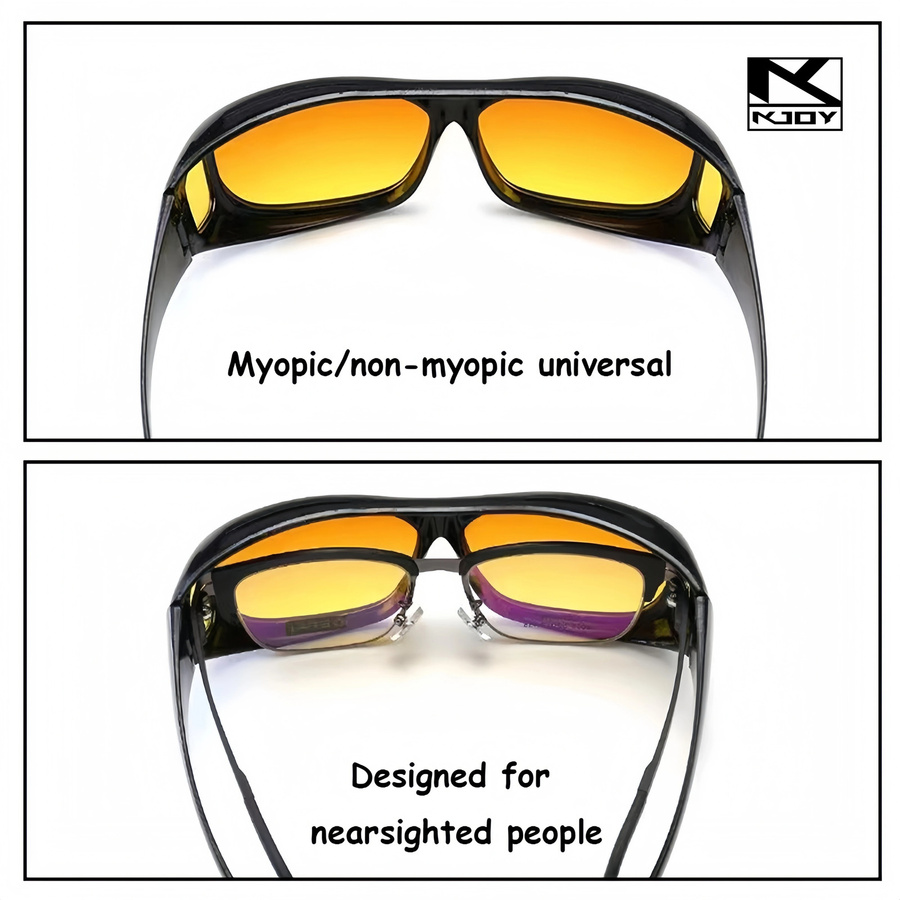 KKJOY Nachtsicht Sonnenbrille, Unisex, Vollrand, rechteckig, Schwarz, Kunststoff - Bild 3