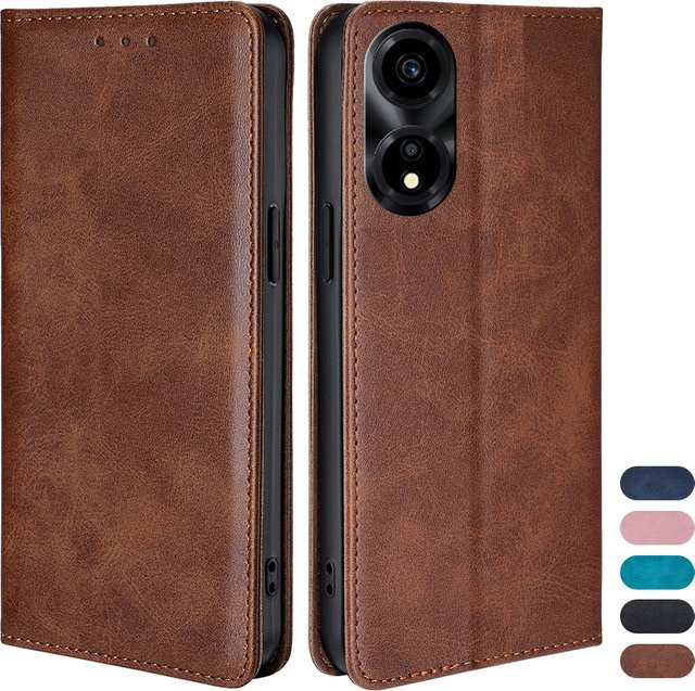 Magnetische Leder-Schutzhülle für Honor X5 Plus X7 X7A X8A X9A X10 X8 X6 X6S X9 5G mit Kartenfächern in Blau oder Braun - Bild 1