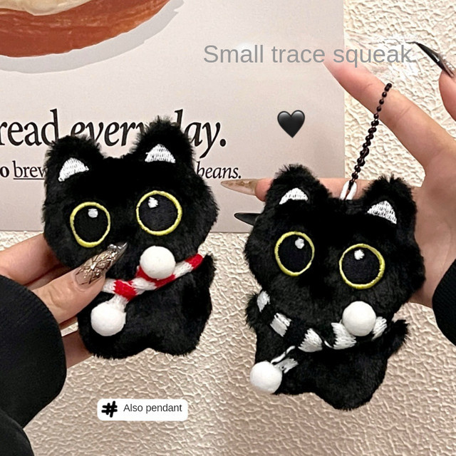 Plüsch-Puppenanhänger, schwarze Katze, Rucksack-Schlüsselanhänger - Bild 1
