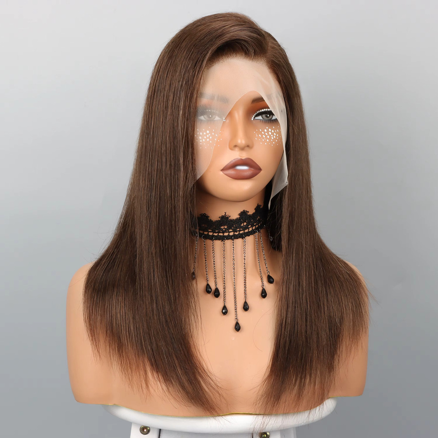 HALOQUEEN HAIR Lace Front Perücke Bob, Echthaar, Braun, Glatt - Bild 4