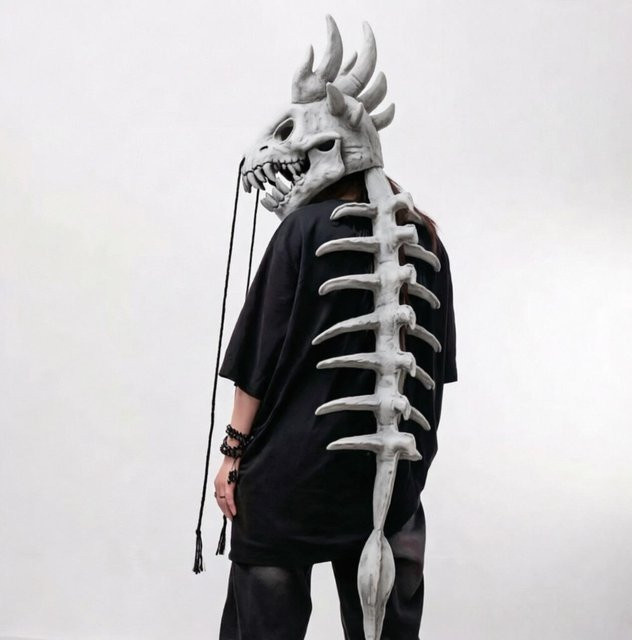 Yiran toy Dinosaurierskelett Plüsch Kopfbedeckung, Grau - Bild 1