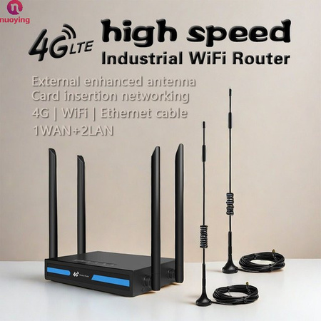 NUOYING 4G/5G Kabelloser CPE-Router mit externer Außenantenne und SIM-Kartensteckplatz in Schwarz