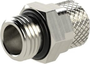 Riegler Gerade Einschraubverschraubung mit O-Ring aus Messing in Silber für Schlauch 6/4, M5 - Bild 1